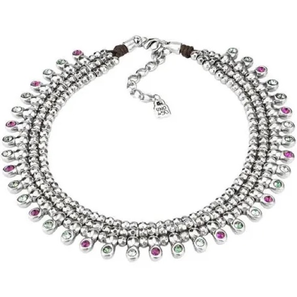 Uno De 50 Crystal Jungle Silver Beaded And Crystals Necklace 288$